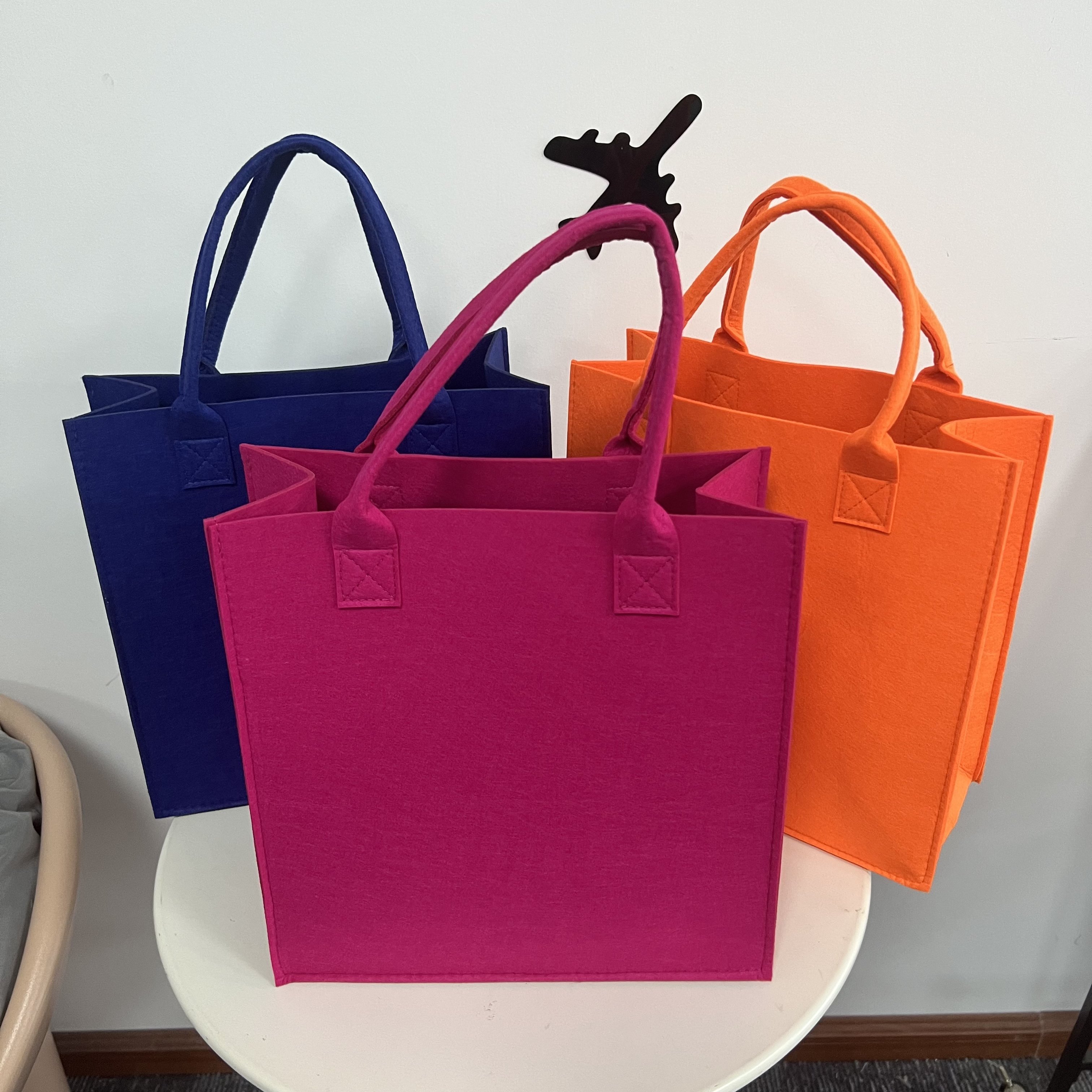Felt Tote Bag with Customized Logo Brightly Colors Eco Friendly Large Capacity One Shoulder Felt Shopping Bag