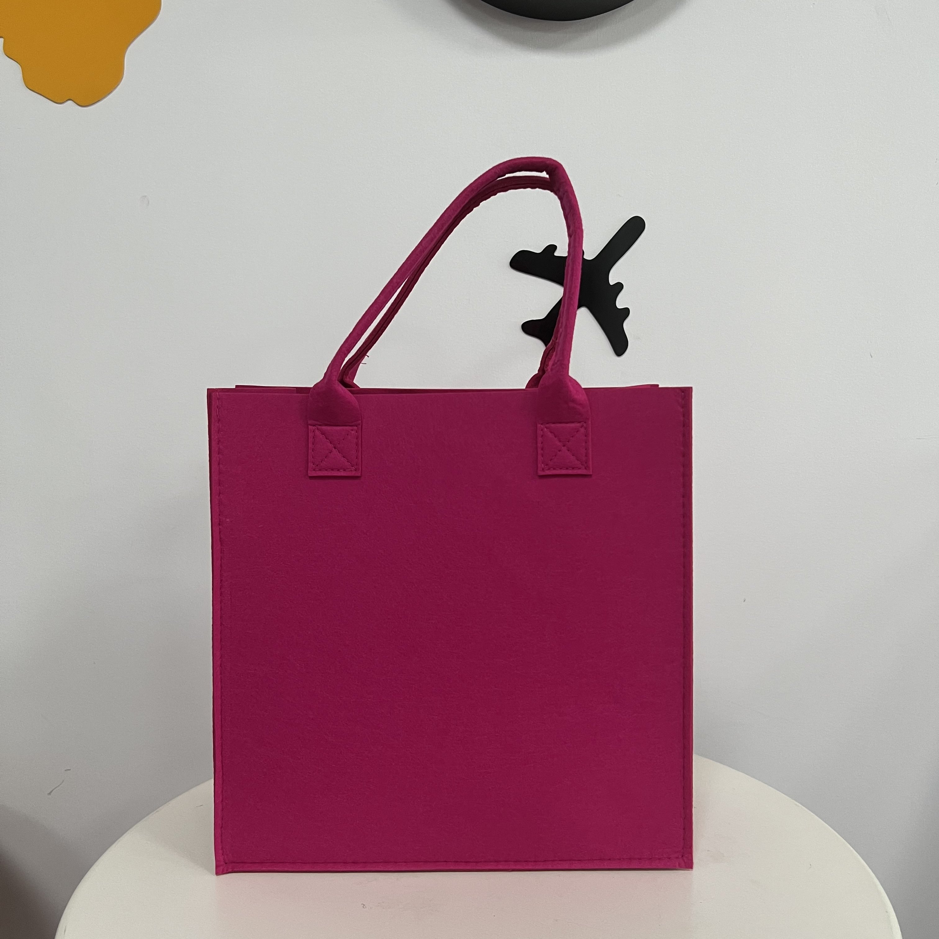 Felt Tote Bag with Customized Logo Brightly Colors Eco Friendly Large Capacity One Shoulder Felt Shopping Bag