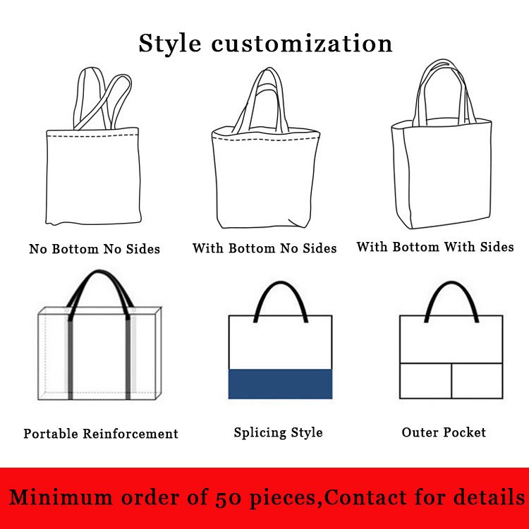 Personalized Logo Canvas Fabric Tote Bag Custom Logo For Business Printing Shopping Bag Reusable Women Cotton Bag With Zipper