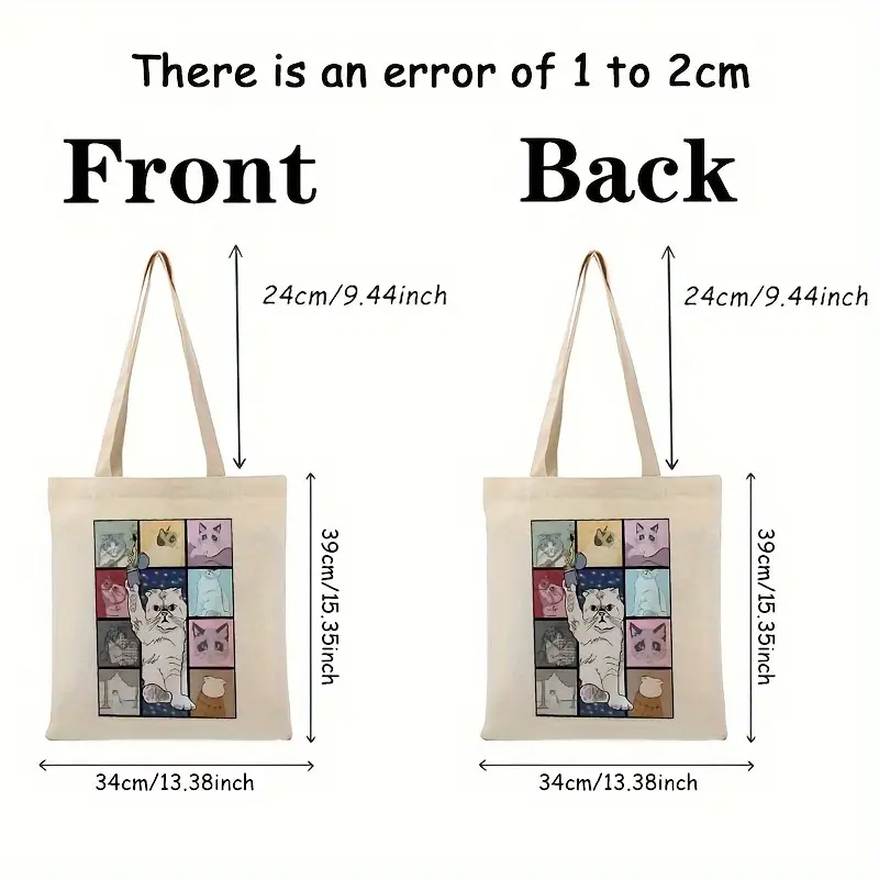 1pcSwiftie Eras Tour Cat pattern Tote Canvas Personalized Shoulder Bag For Travel Women's Reusable Shopping Bag With Custom