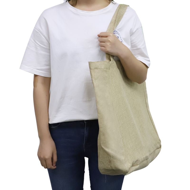 New Natural Burlap Eco Friendly Sublimation Textile Duffle Tote Blank Shopping Bags