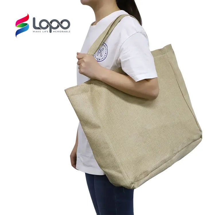 New Natural Burlap Eco Friendly Sublimation Textile Duffle Tote Blank Shopping Bags