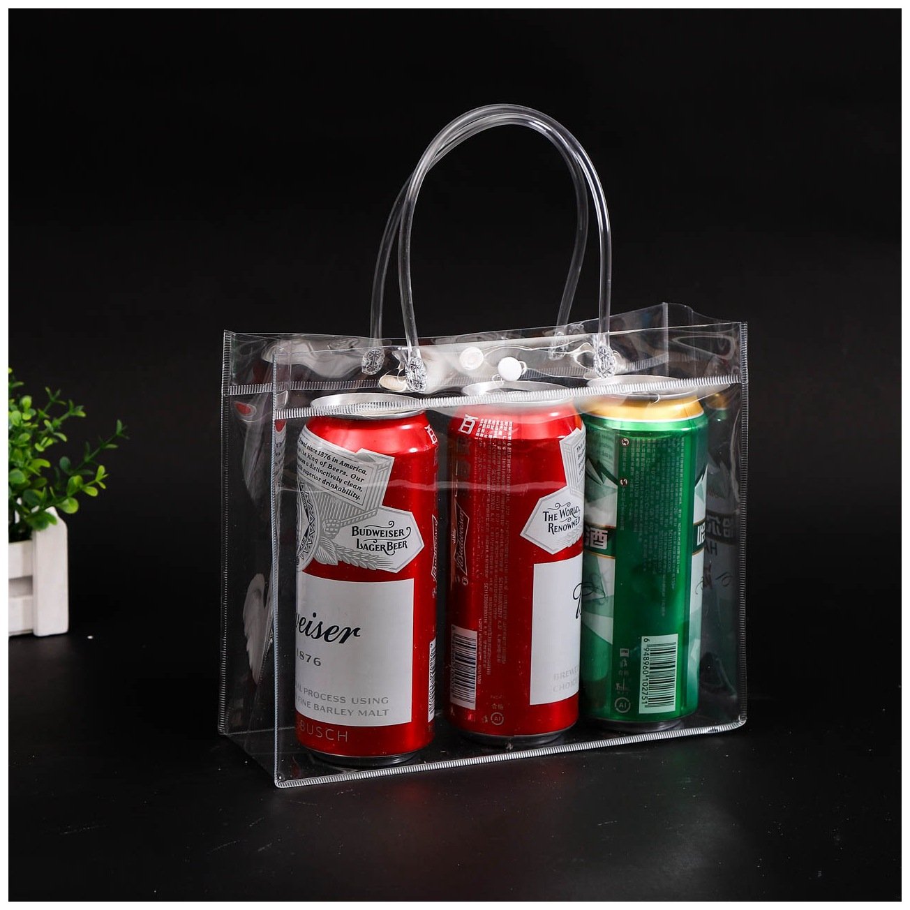 Flower Custom Gift Packaging Bag Transparent Reusable Clear Shopping Pvc Package Wine Glasses Zipper Bag Plastic Glasses Accept