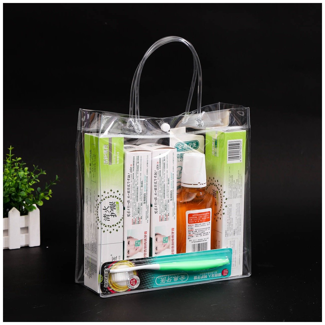 Flower Custom Gift Packaging Bag Transparent Reusable Clear Shopping Pvc Package Wine Glasses Zipper Bag Plastic Glasses Accept