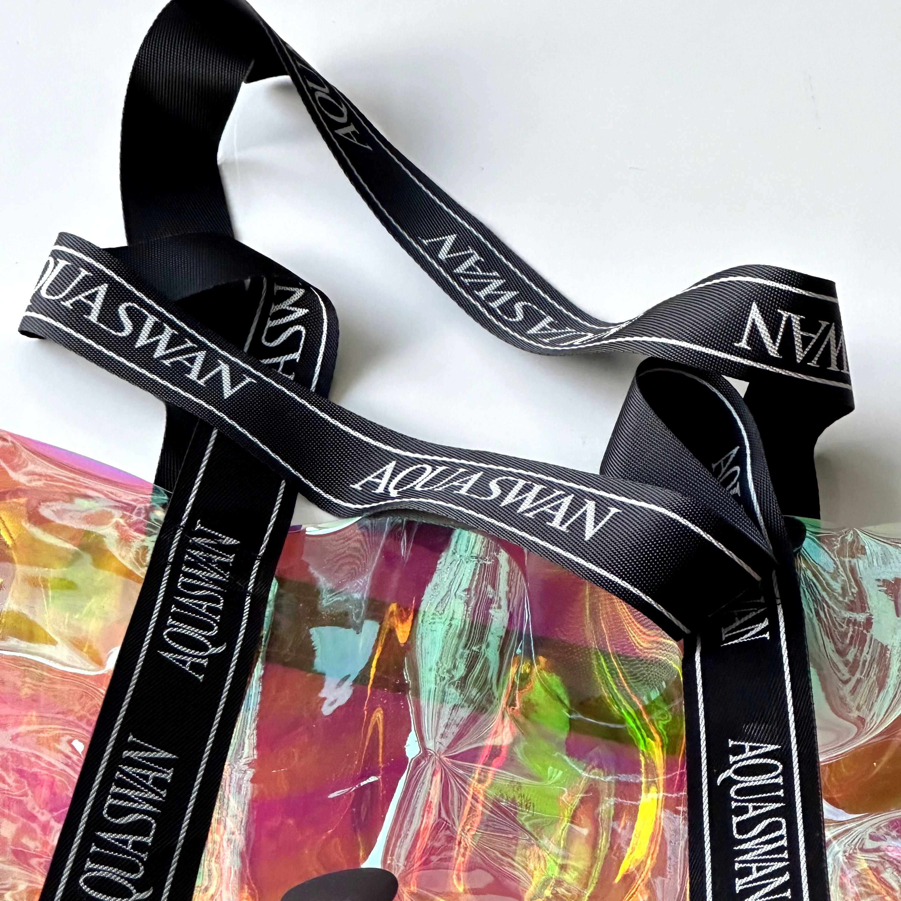 Custom Digital Printing Trendy Transparent PVC Shoulder Handbag Durable Washable Holographic Women's tote Shopping bag