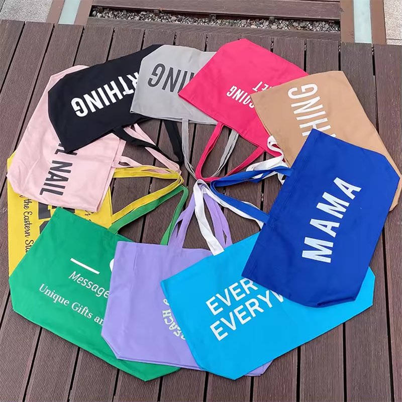 Customized Color Size Women Canvas Shopping Bags High Quality Shopping Canvas Tote Bag With Print Logo