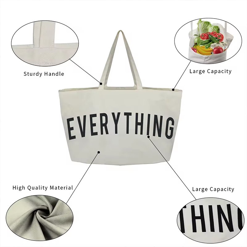 Customized Color Size Women Canvas Shopping Bags High Quality Shopping Canvas Tote Bag With Print Logo