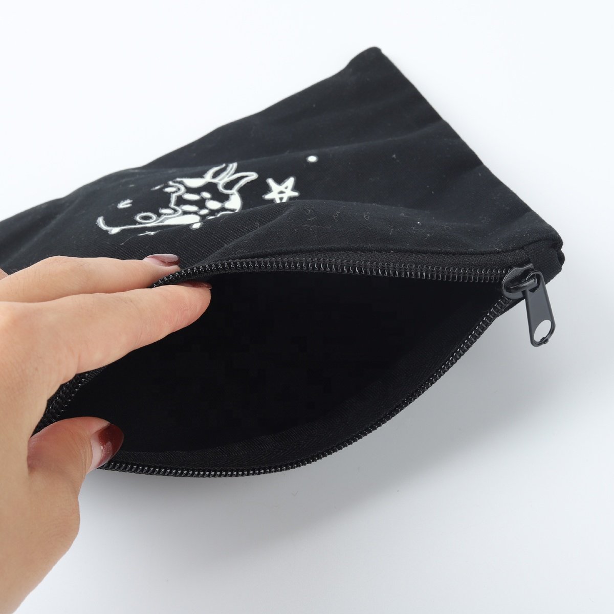 Recyclable Custom Logo Cotton Canvas Zipper Portable Lipstick Cosmetic Bags Canvas Makeup Cosmetic Pouch