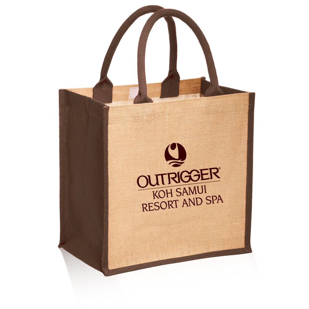 Customizable Jute Fabric Tote Bag Natural Color with Heat Transfer or Silk Screen Printing for Promotional Shopping Use