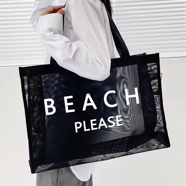 Custom Logo Pink Black Net Fruit Vegetable Carrying Grocery Tote Shoulder Nylon Mesh Shopping Bag