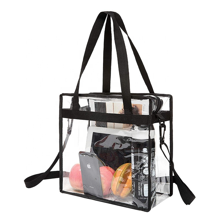 Fashion waterproof zipper cosmetic transparent custom shop printed pouches pvc jelly bag