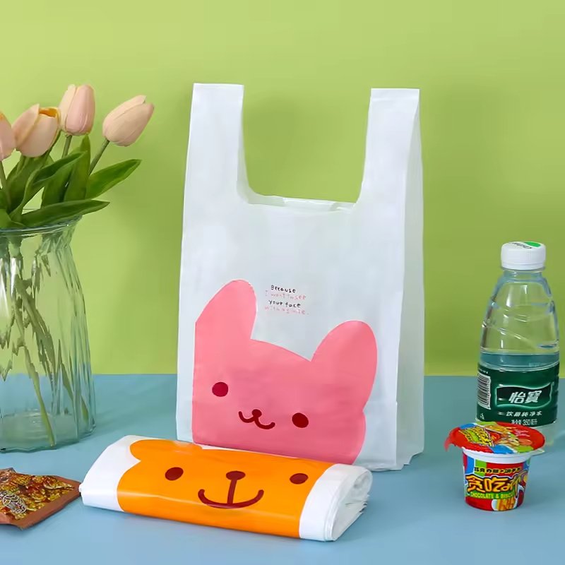 Plastic T-shirt Grocery For Supermarket custom Shopping Bag with Logo