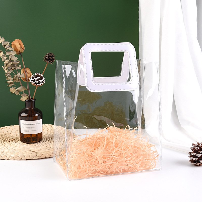Custom Printed Mini Moq Clear Transparent Pvc Eva Tpu Tote Bag Shopping Bag Clear Pvc Shoulder Shopping Bag