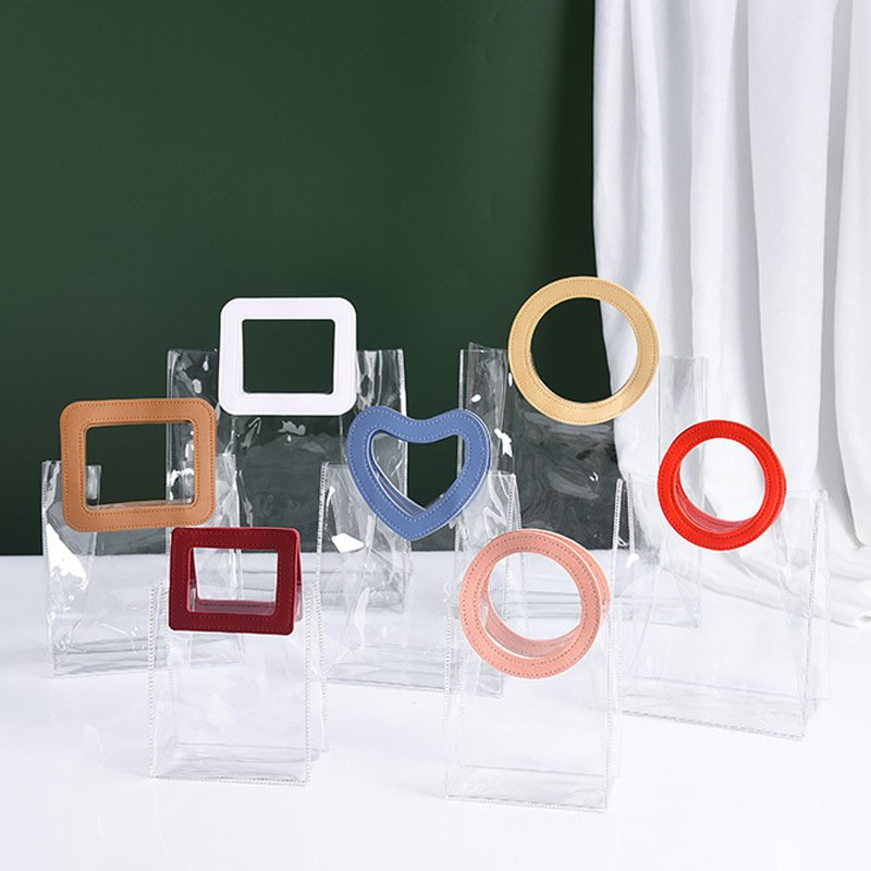 Custom Printed Mini Moq Clear Transparent Pvc Eva Tpu Tote Bag Shopping Bag Clear Pvc Shoulder Shopping Bag