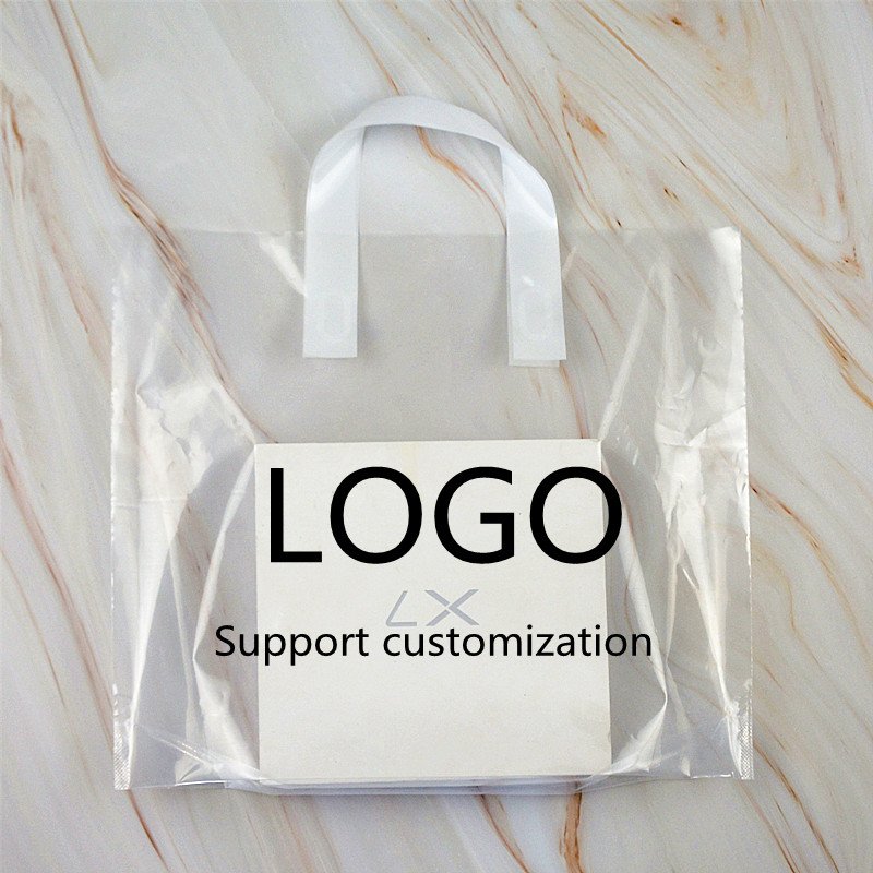 Yiwu Factory Wholesale Custom Printed PE Thickened Plastic Handbags Transparent Gift Shopping Bags Upscale Minimalist Clothing