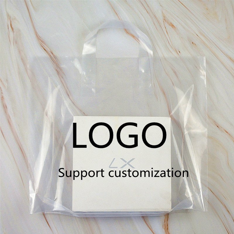 Yiwu Factory Wholesale Custom Printed PE Thickened Plastic Handbags Transparent Gift Shopping Bags Upscale Minimalist Clothing