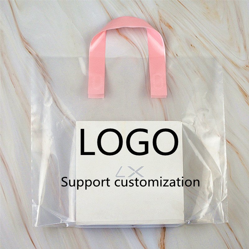 Yiwu Factory Wholesale Custom Printed PE Thickened Plastic Handbags Transparent Gift Shopping Bags Upscale Minimalist Clothing
