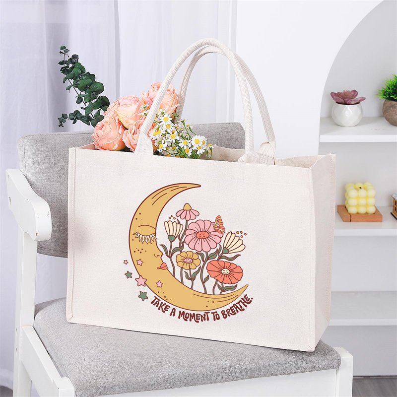 Custom Print Logo Cheap Reusable Shopping Bags Plain White Blank Cotton Canvas Tote Bag Large Amount Of Stock