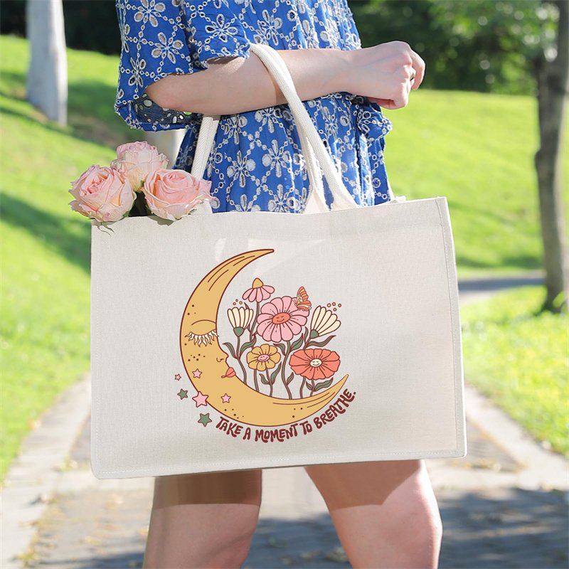 Custom Print Logo Cheap Reusable Shopping Bags Plain White Blank Cotton Canvas Tote Bag Large Amount Of Stock