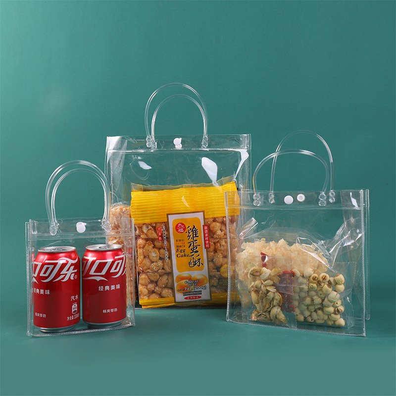 Clear Transparent Pvc Shopping Bags Packing Bag For Gift And Promotional With Handle