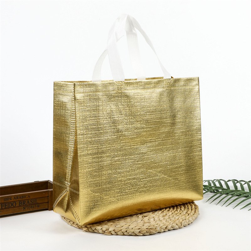 Factory Wholesale Large Capacity Foldable Shopping Bags Laser Non-Woven Gift Bags Coated Aluminized Film High Visibility