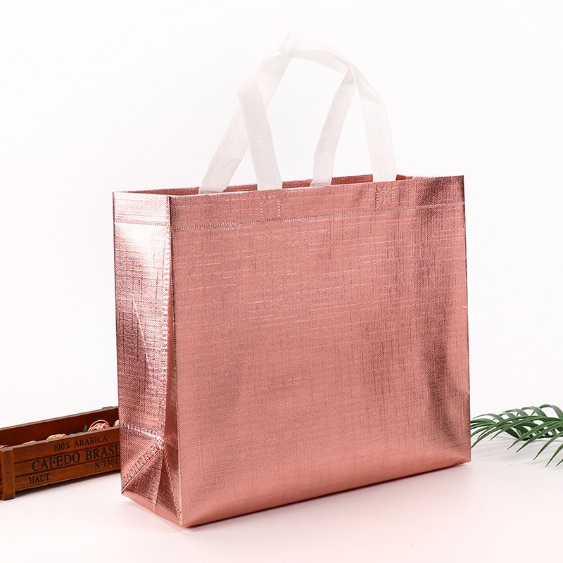 Factory Wholesale Large Capacity Foldable Shopping Bags Laser Non-Woven Gift Bags Coated Aluminized Film High Visibility