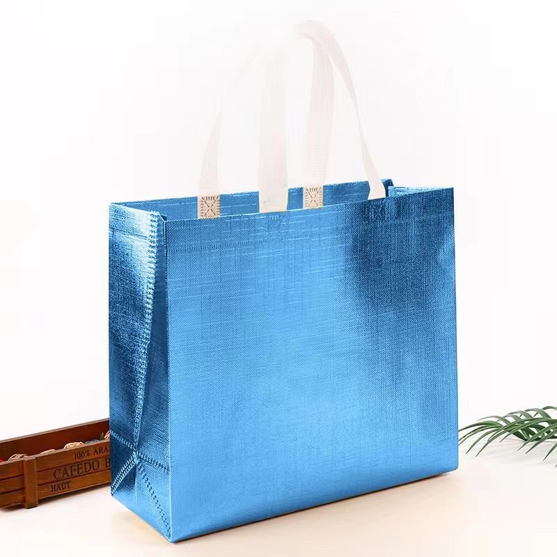 Factory Wholesale Large Capacity Foldable Shopping Bags Laser Non-Woven Gift Bags Coated Aluminized Film High Visibility