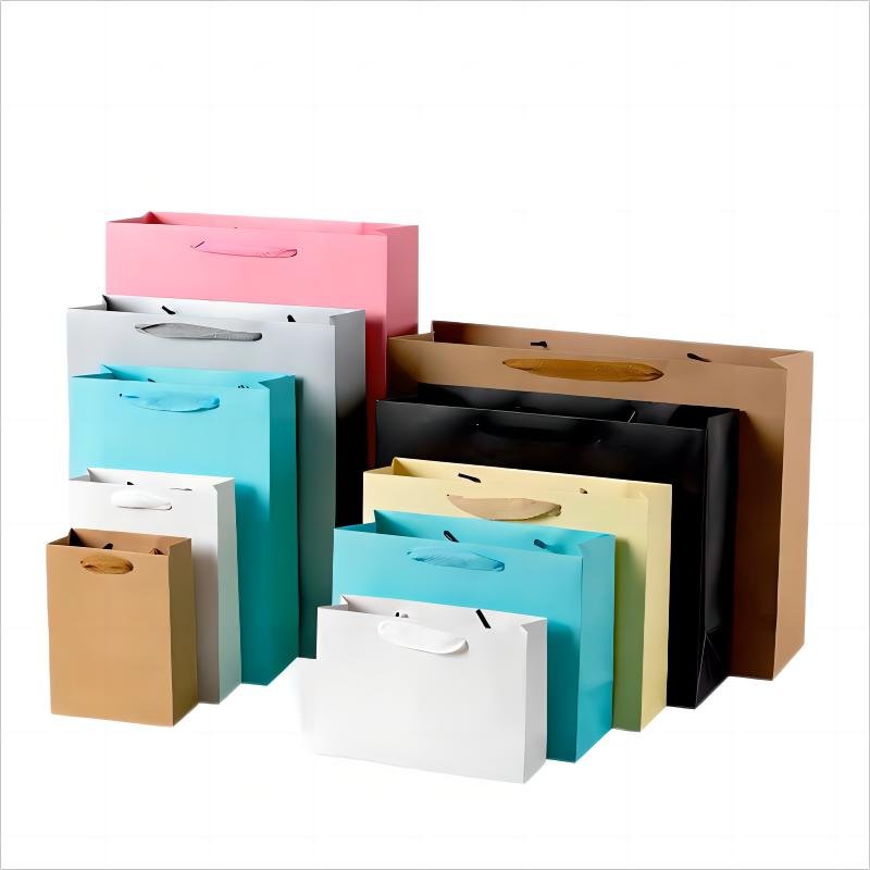 Custom Logo Printed Luxury High End White Paper Jewelry Clothing Packaging Gift Shopping Bag
