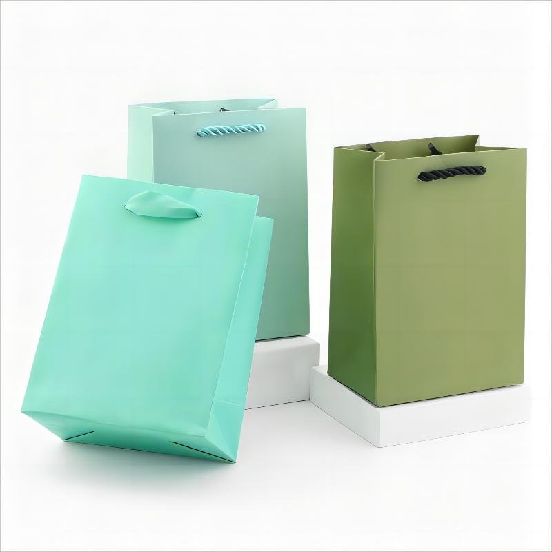 Custom Logo Printed Luxury High End White Paper Jewelry Clothing Packaging Gift Shopping Bag