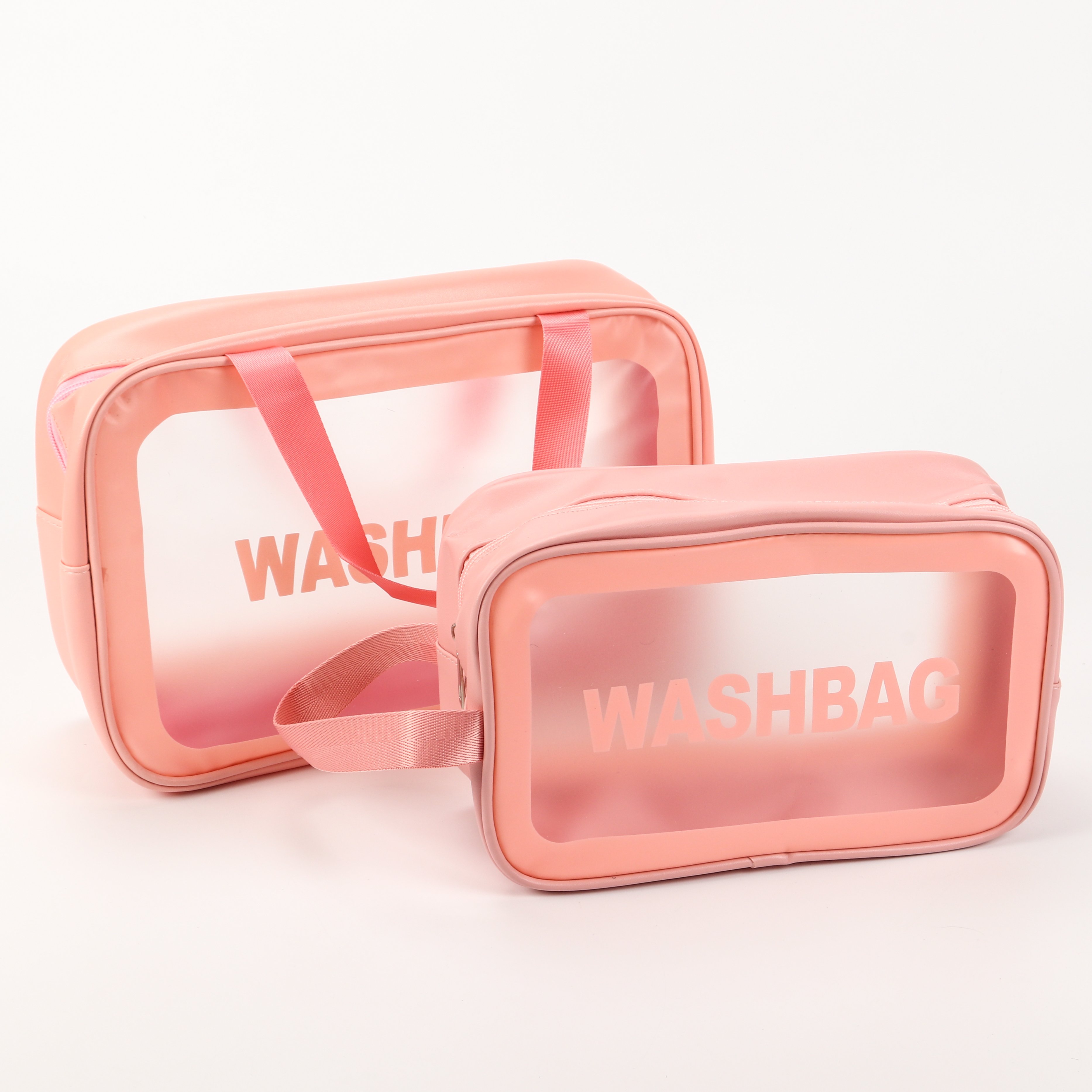 Custom Logo Cheap Manufacturer Zipper Pink Women Toiletry Cosmetic Travel Storage Clear Zipper Pvc Bag