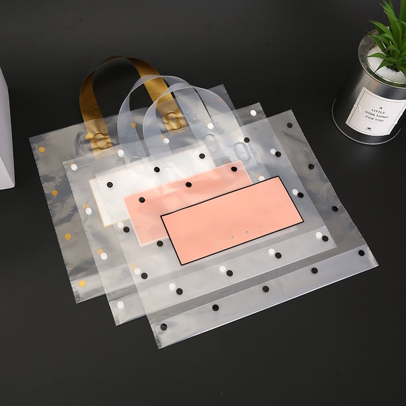 Custom eco friendly reusable boutique pvc bags clear T-shirt clothes thick plastic packaging polythene shopping bag with logo