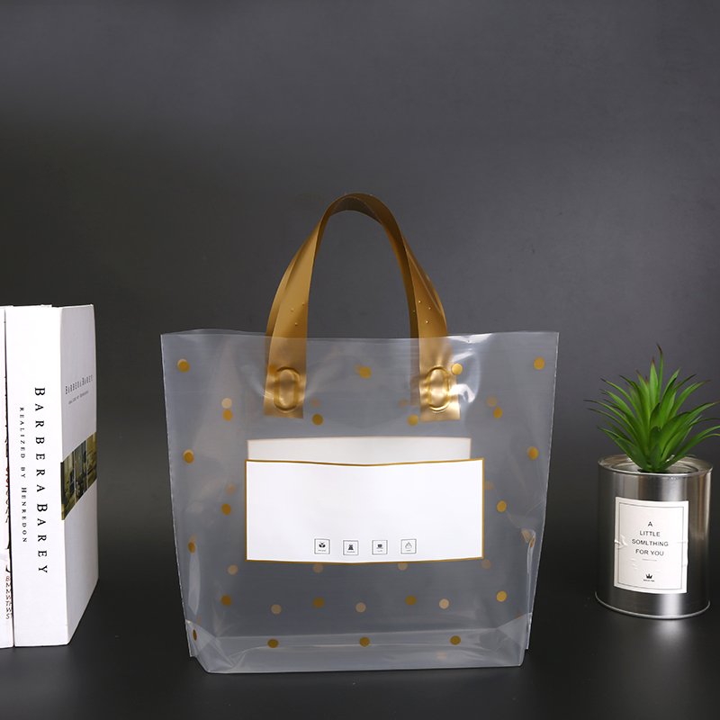 Custom eco friendly reusable boutique pvc bags clear T-shirt clothes thick plastic packaging polythene shopping bag with logo