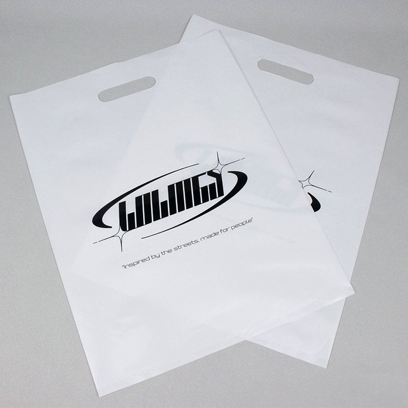 Custom Brand Printing Clothing Shopping Packaging Cheap Plastic Die Cut Shopping Bag With Handle