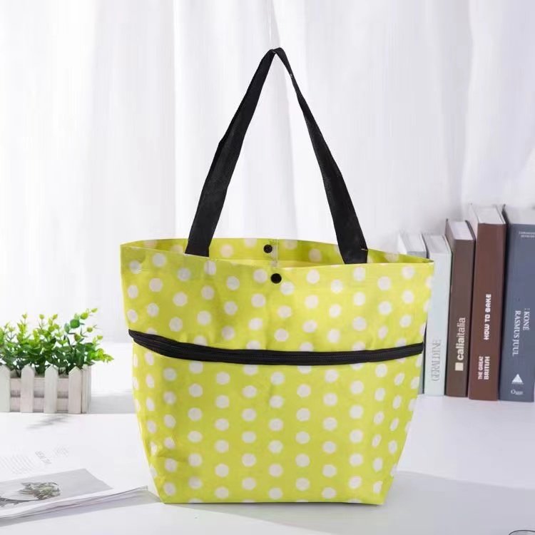 Customized supermarket Printed Logo wheeled handy portable Collapsible grocery folding trolley shopping bag for supermarket