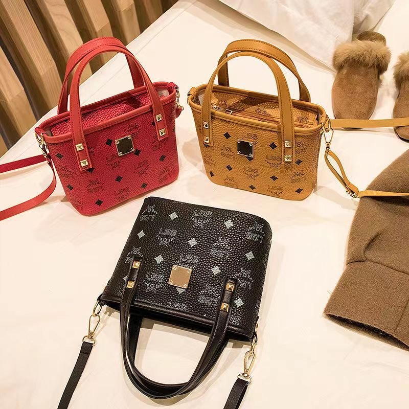 Hot Sale Women Small Bucket Bag Cheap Wholesale Handbags Ladies Shoulder Bags Causal Tote Bag PU Polyester Single Lady Purse