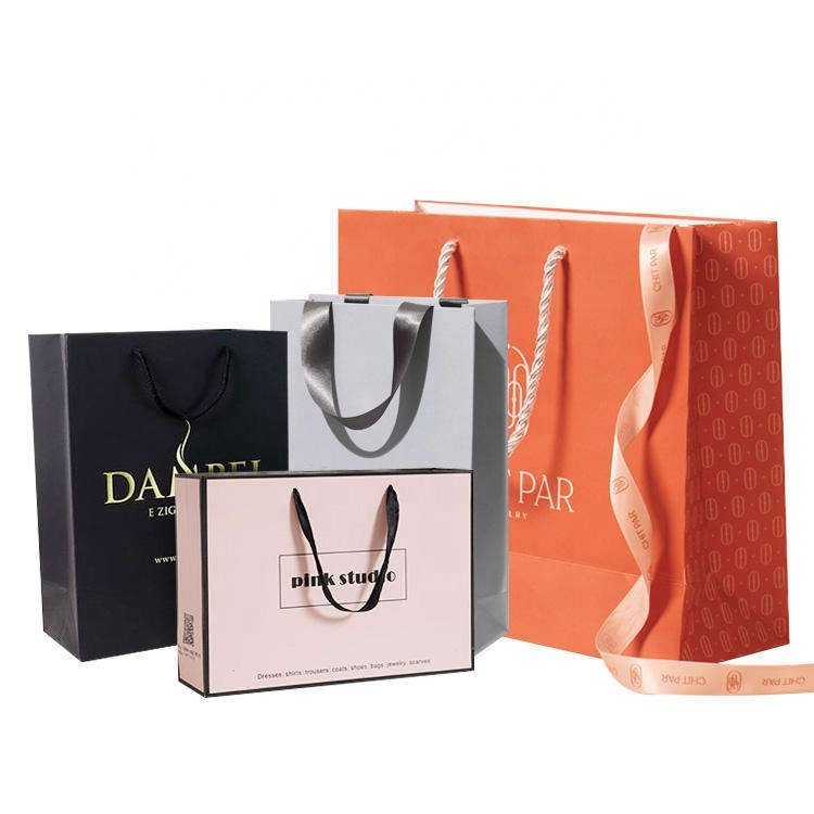 Custom Printed Paper Bag Reusable Gift Paper Shopping Bag for Sustainable Shopping for Marketing