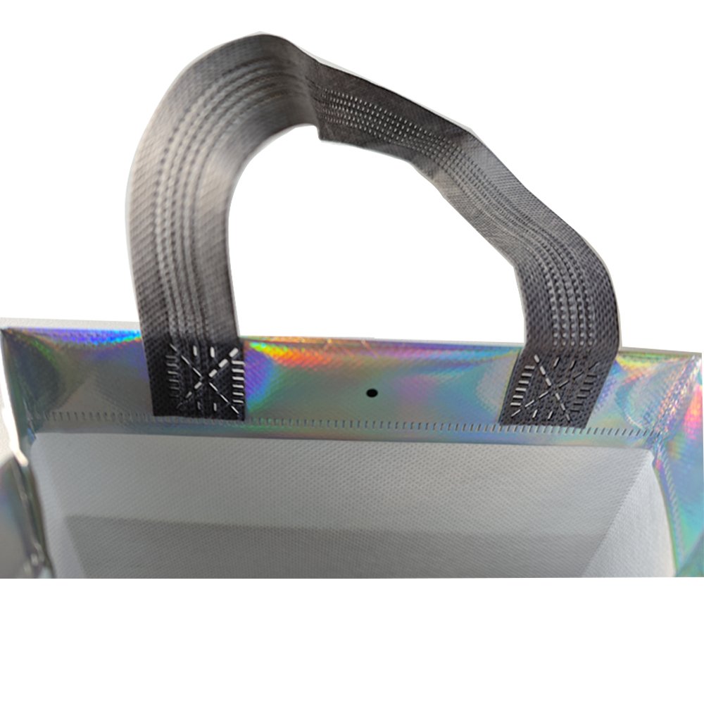 Reusable Iridescent Glossy Metallic Printed PP Non Woven Grocery Bag fashionable gift tote shopping bag with custom logo