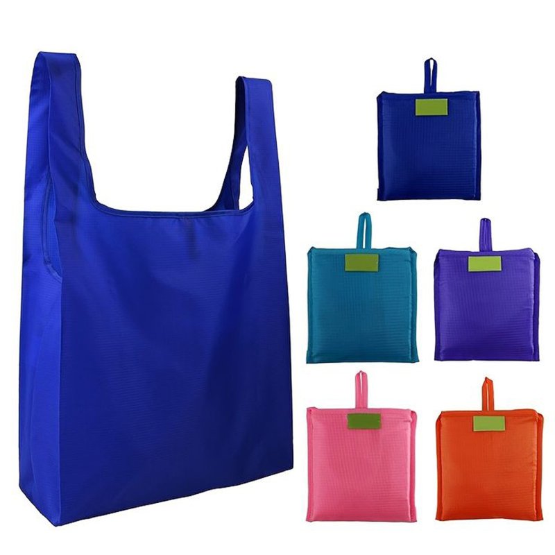 Eco Friendly Easy Carry Reusable Foldable Pocket Tote Grocery Bag Polyester Folding Shopping Bag