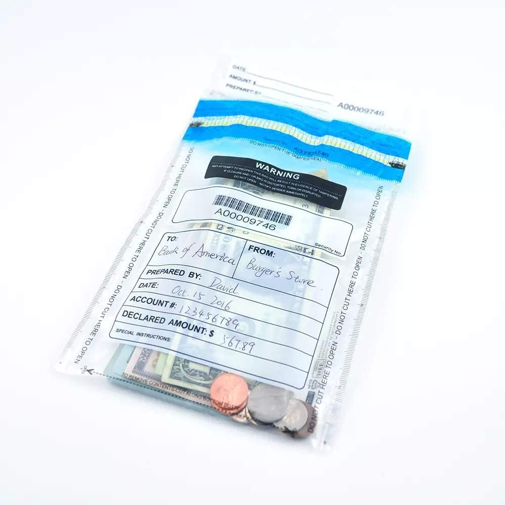 Custom Size Clear Self-Adhesive LDPE Bank Deposit Bags Tamper-Evident with Gusset for Shopping and Secure Banking