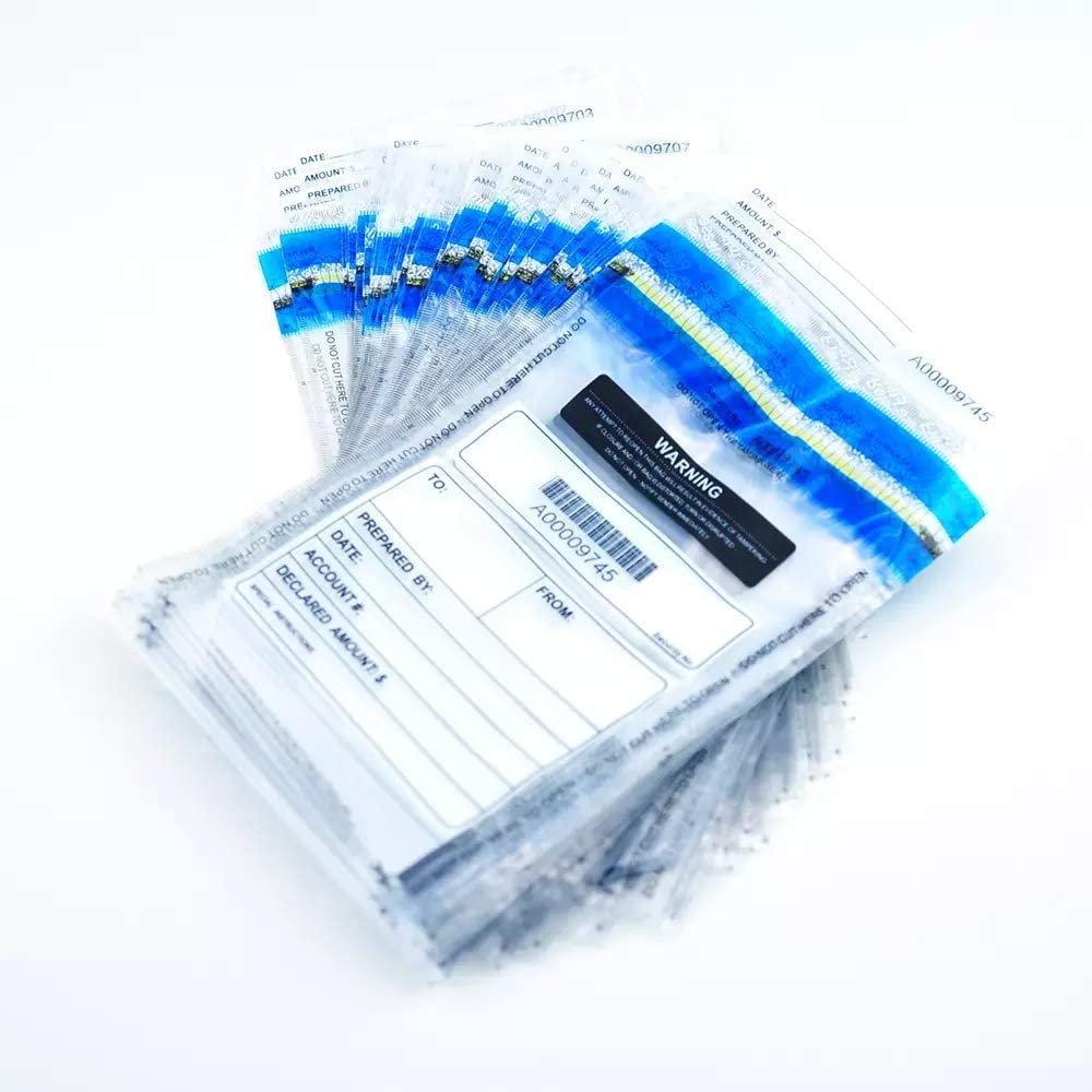Custom Size Clear Self-Adhesive LDPE Bank Deposit Bags Tamper-Evident with Gusset for Shopping and Secure Banking
