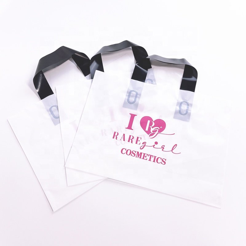 Cheap custom logo print black plastic shopping bag bags with logo plastic