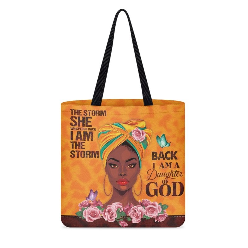African Girl Pattern Women Handbag Drop Shipping POD Personality Shopping Bag Double-sided Printing Shopping Bag for Womans