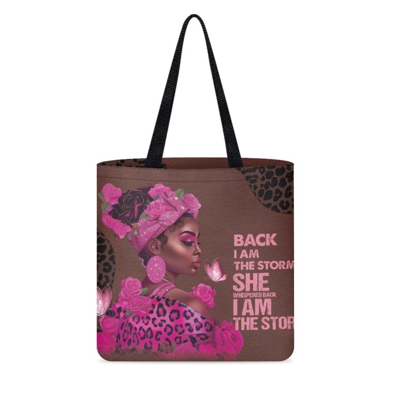 African Girl Pattern Women Handbag Drop Shipping POD Personality Shopping Bag Double-sided Printing Shopping Bag for Womans