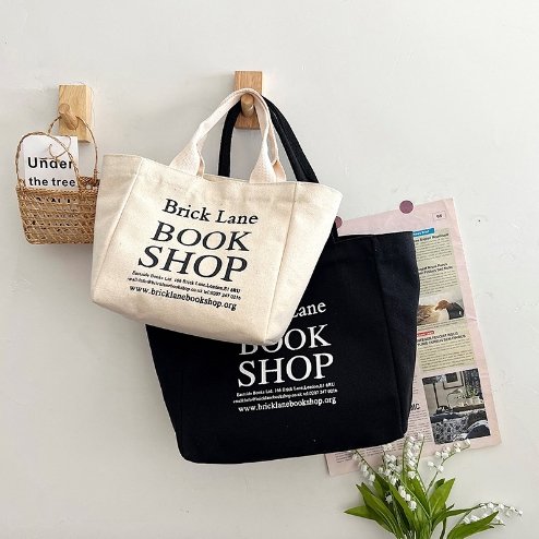 Cotton portable canvas dust-proof small square bag custom letter logo