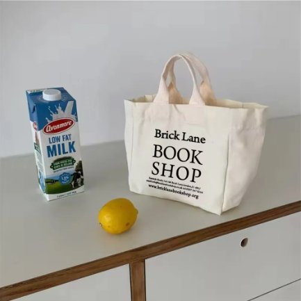 Cotton portable canvas dust-proof small square bag custom letter logo
