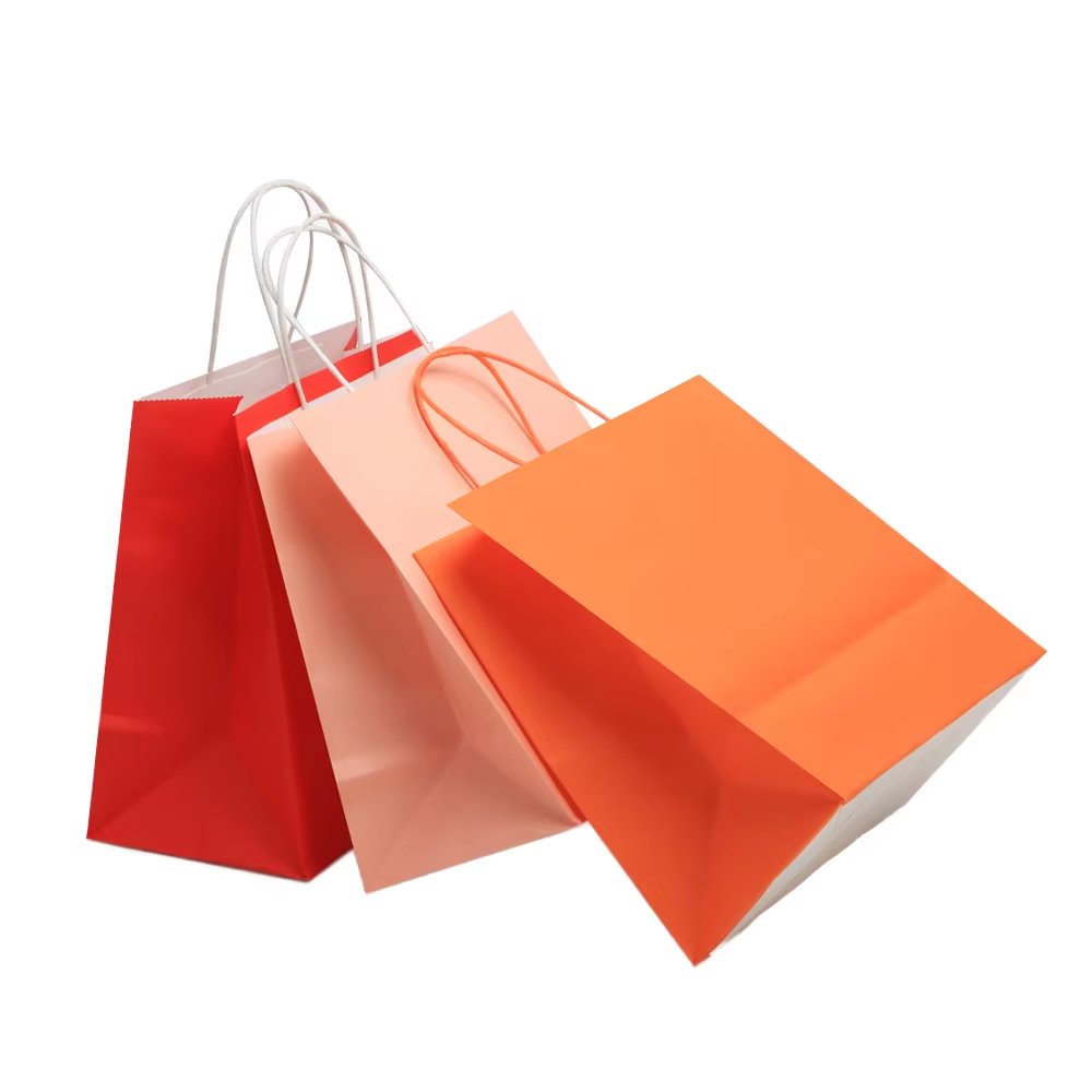 Wholesale Shopping paper bag Printing Logo Custom takeaway thickened Food Gift Kraft paper Bag with Twisted Handle