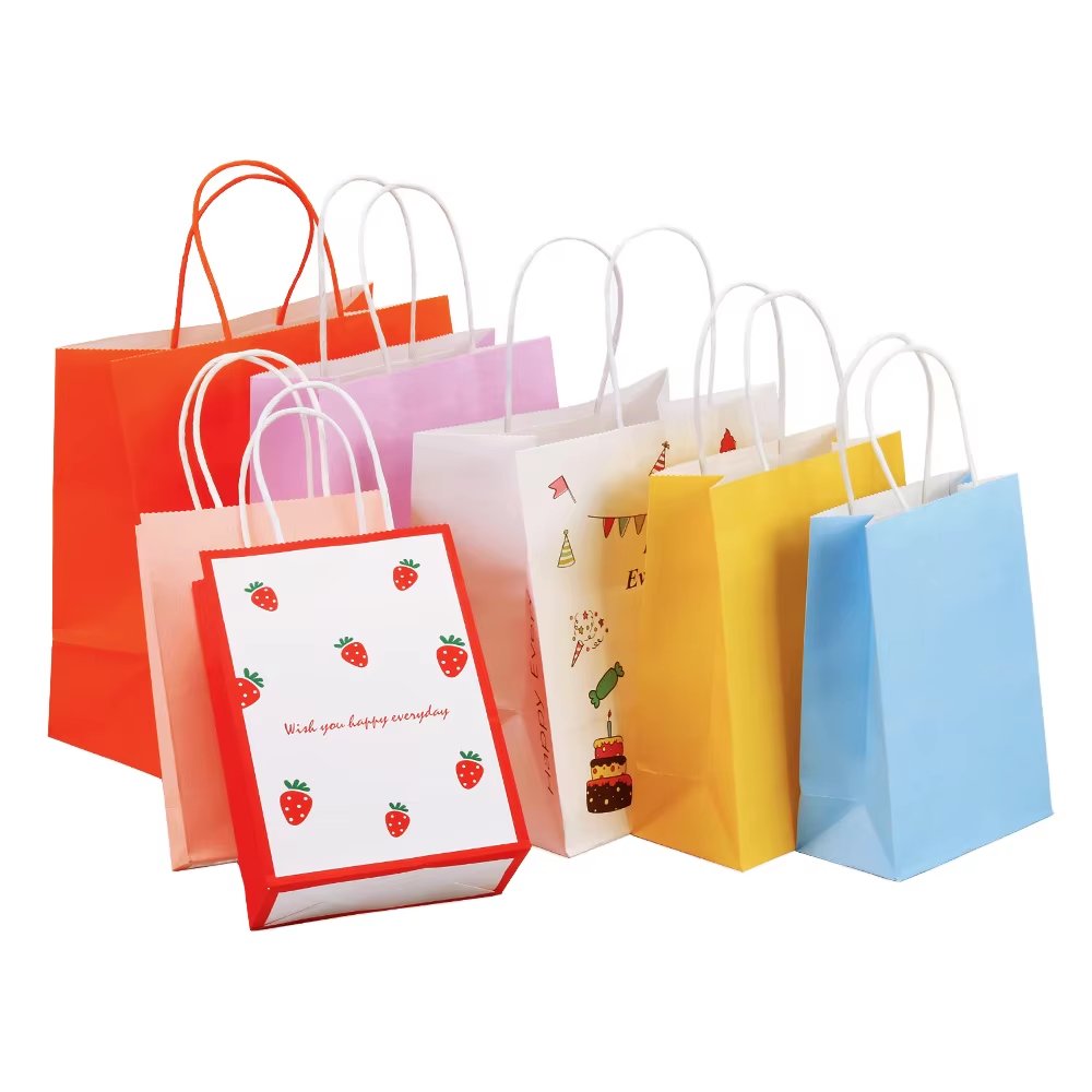 Wholesale Shopping paper bag Printing Logo Custom takeaway thickened Food Gift Kraft paper Bag with Twisted Handle