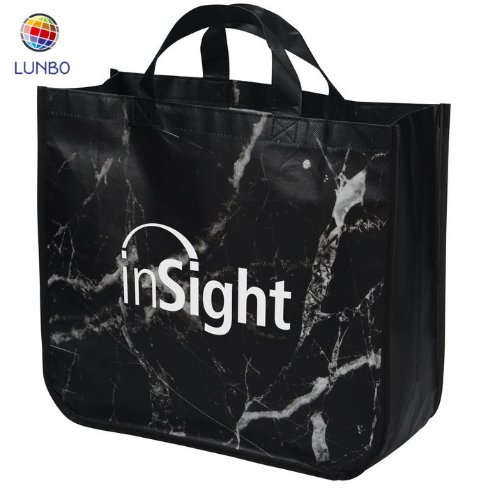 shiny Gold Non Woven Bag Metallic Laser Bag Silk Printing Custom Logo Shopping Bags