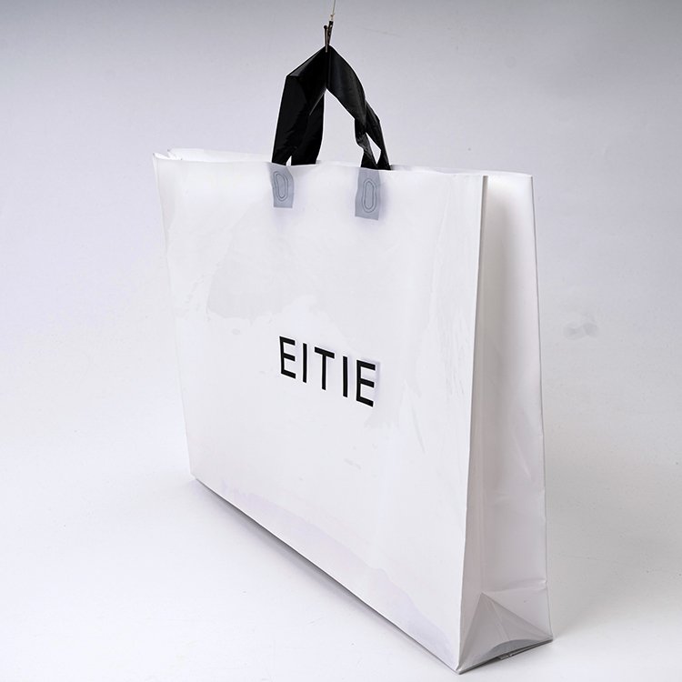 Carrier Bags Shopping Bags Clear Plastic Wholesale Printing Biodegradable Square Bottom Bag LDPE Gravure Printing Plastic Handle