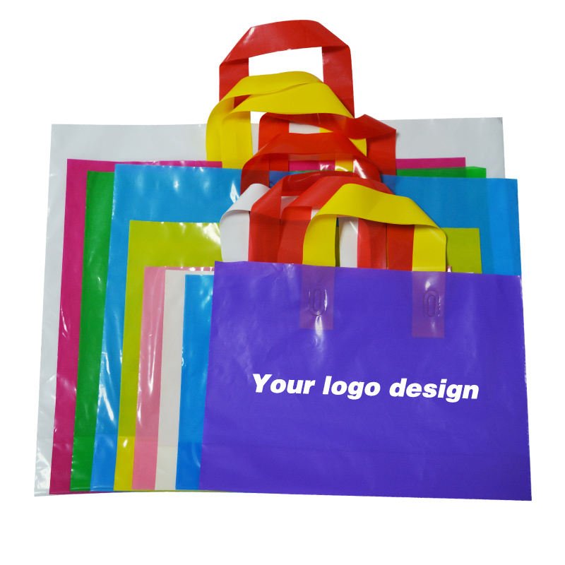 Factory Wholesale Custom Gift Luxury Die Cut Handle Plastic Shopping Bag For Cloth Birthday Party Wedding
